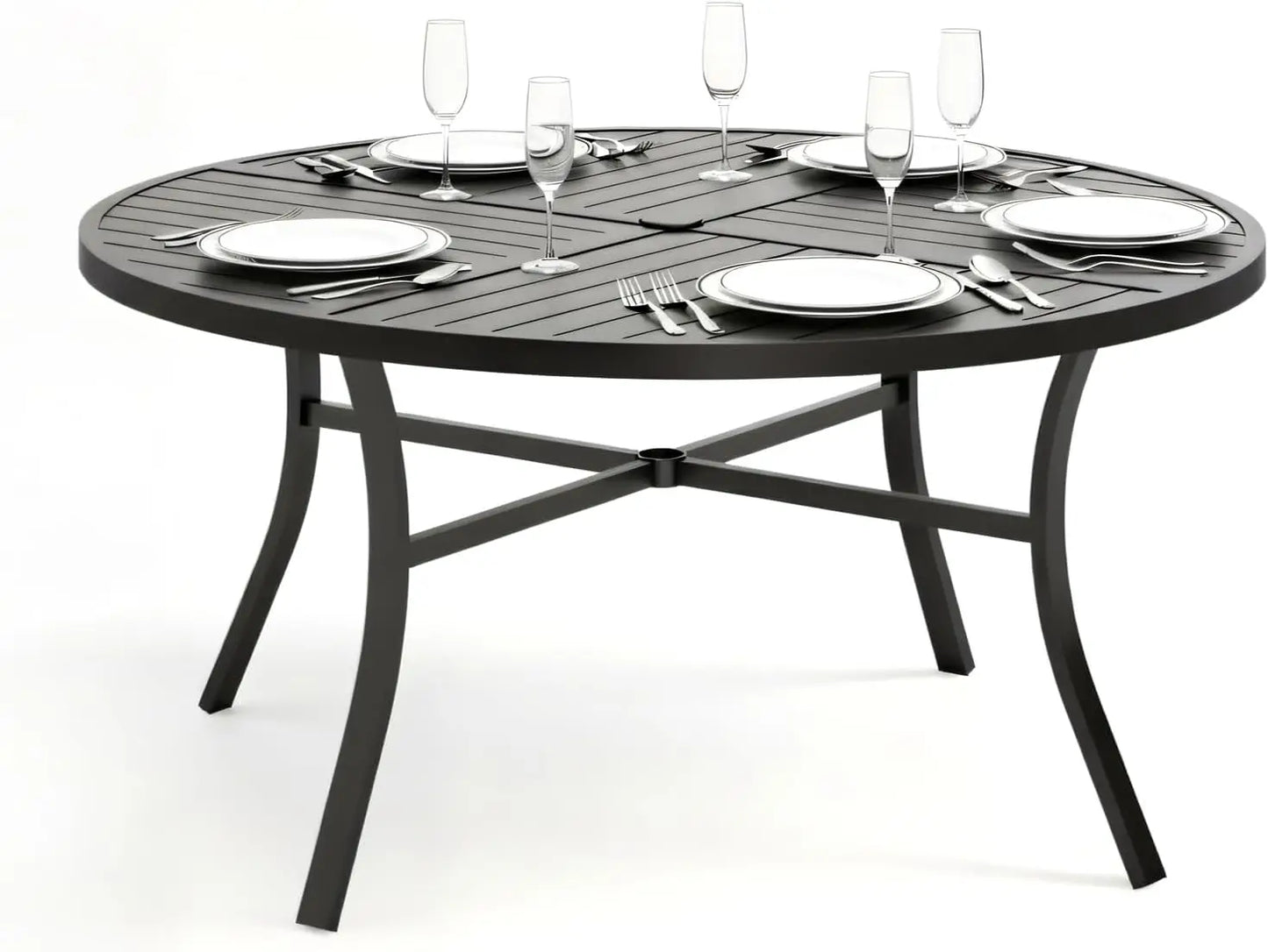 Outdoor Round Patio Dining Table All Weather Metal