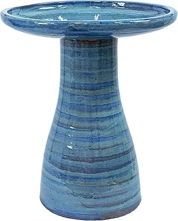 Sunnydaze Ceramic Bird Bath Outdoor Hand Painted