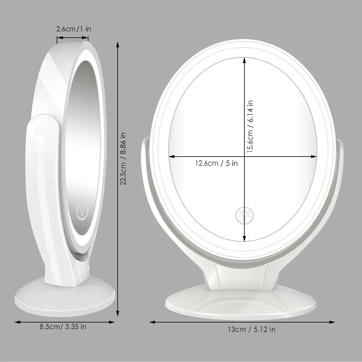 Makeup Mirror With Light Double Sided 1x 7x Magnification