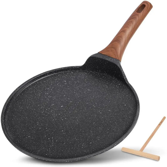 Crepe Pan With Spreader Nonstick Granite Coating Induction Compatible