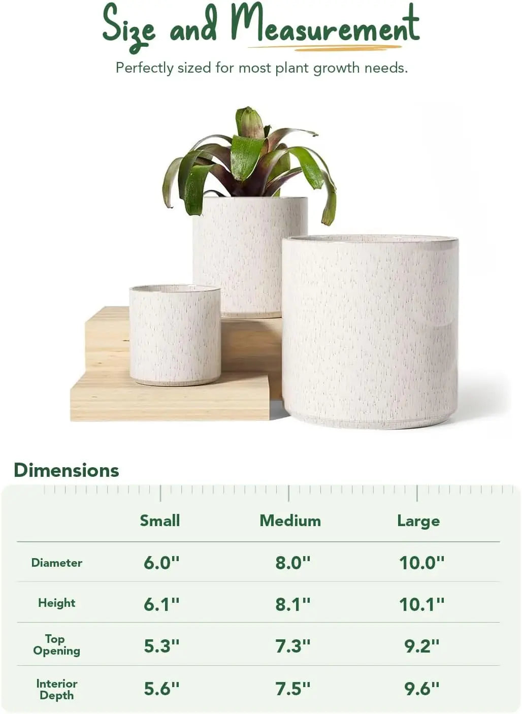 Ceramic Plant Pots Set Of 3 Mid-Century Modern Indoor Planters
