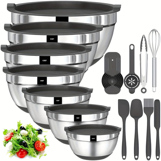 20 Piece Stainless Steel Mixing Bowls With Airtight Lids