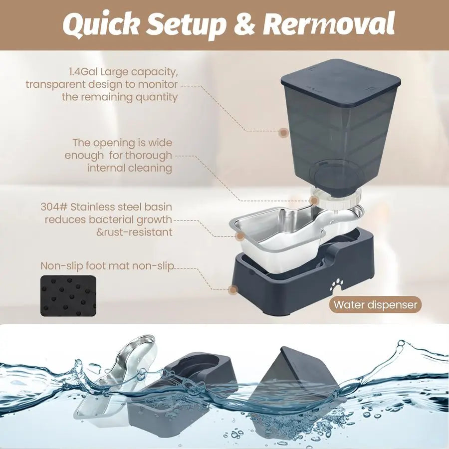 Stainless Steel Automatic Pet Waterer Gravity Feeder