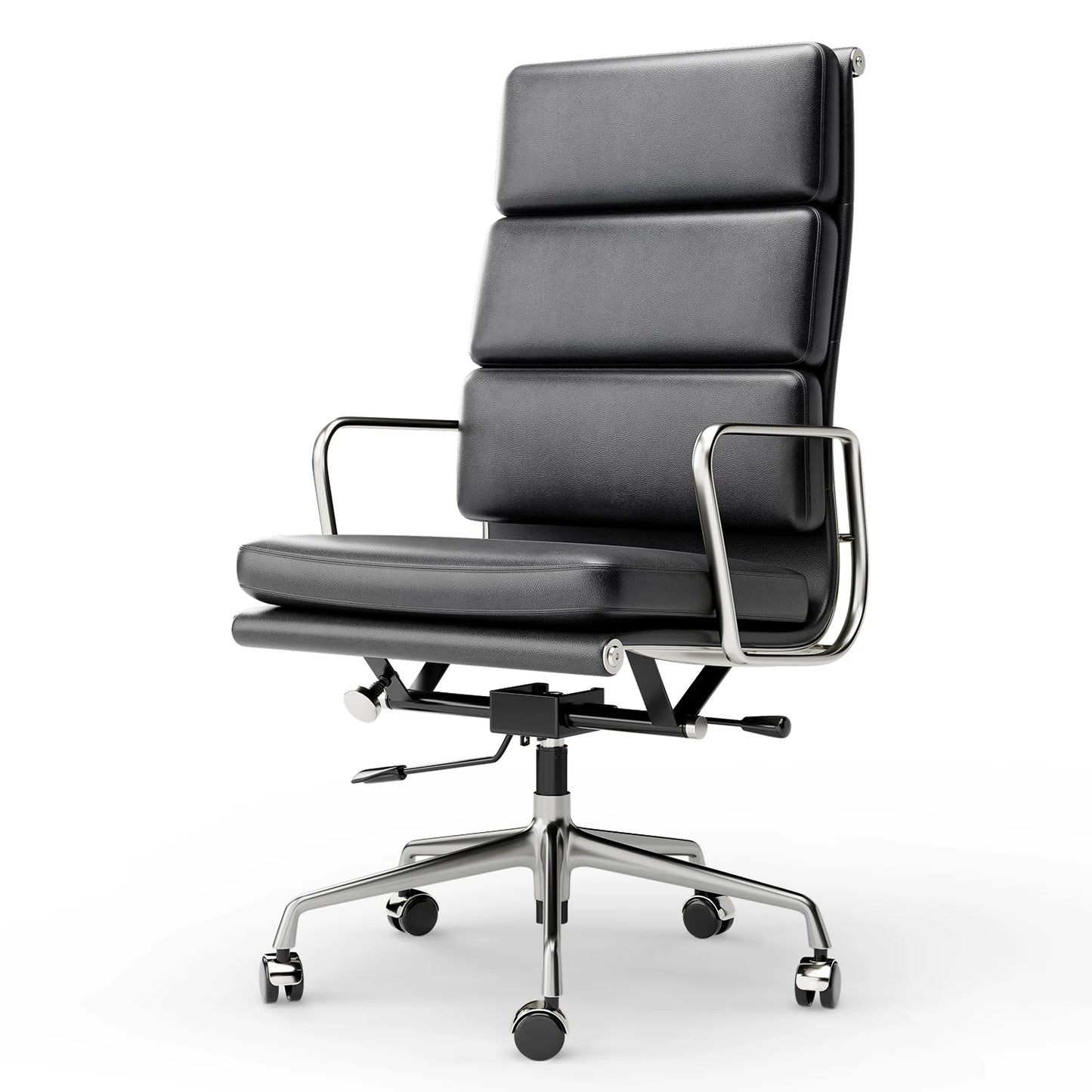Furgle Mid Back Genuine Leather Ergonomic Office Chair With Lumbar Support