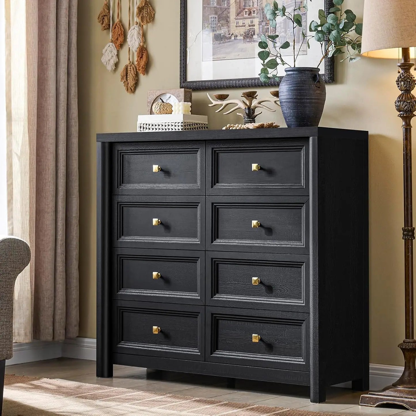 Farmhouse 6 Drawer Dresser For Bedroom In Solid Wood