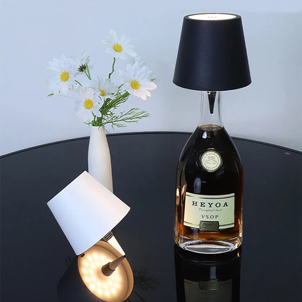 LED Wireless Wine Bottle Table Lamp With Touch Dimming