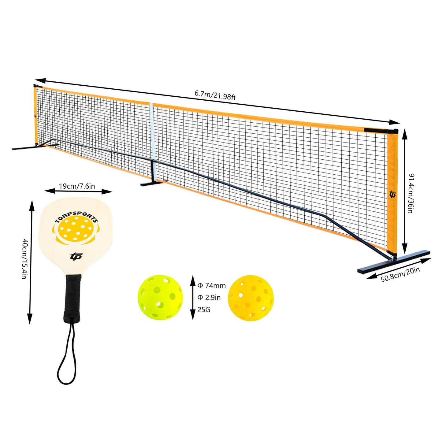 Portable Pickleball Outdoor Net Set With 4 Paddles And Balls