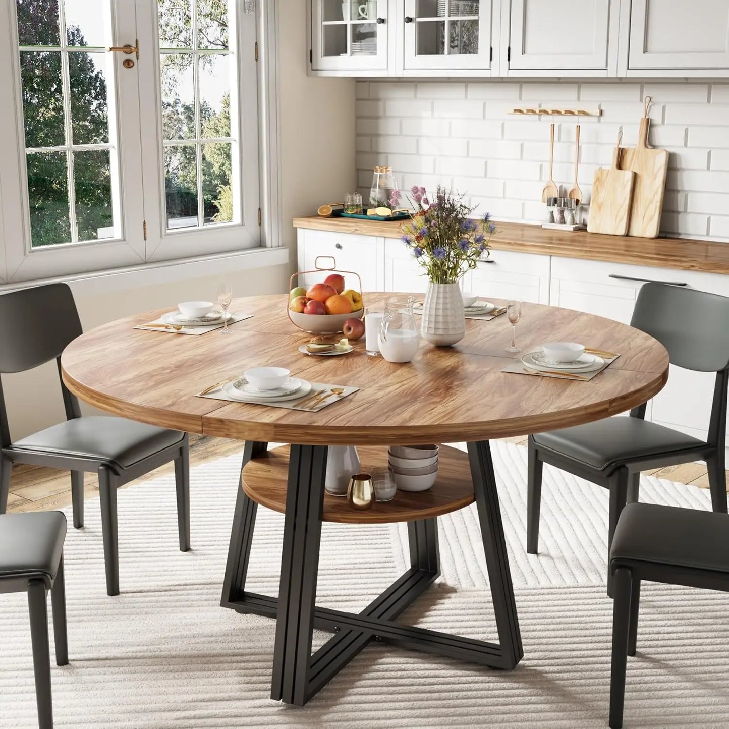Studyset Round Dining Table for Kitchen and Dining Room