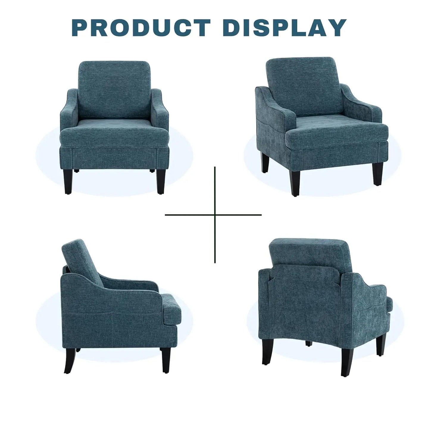 MOYU Accent Chairs Set Of 2 Mid Century Upholstered Armchairs Chenille