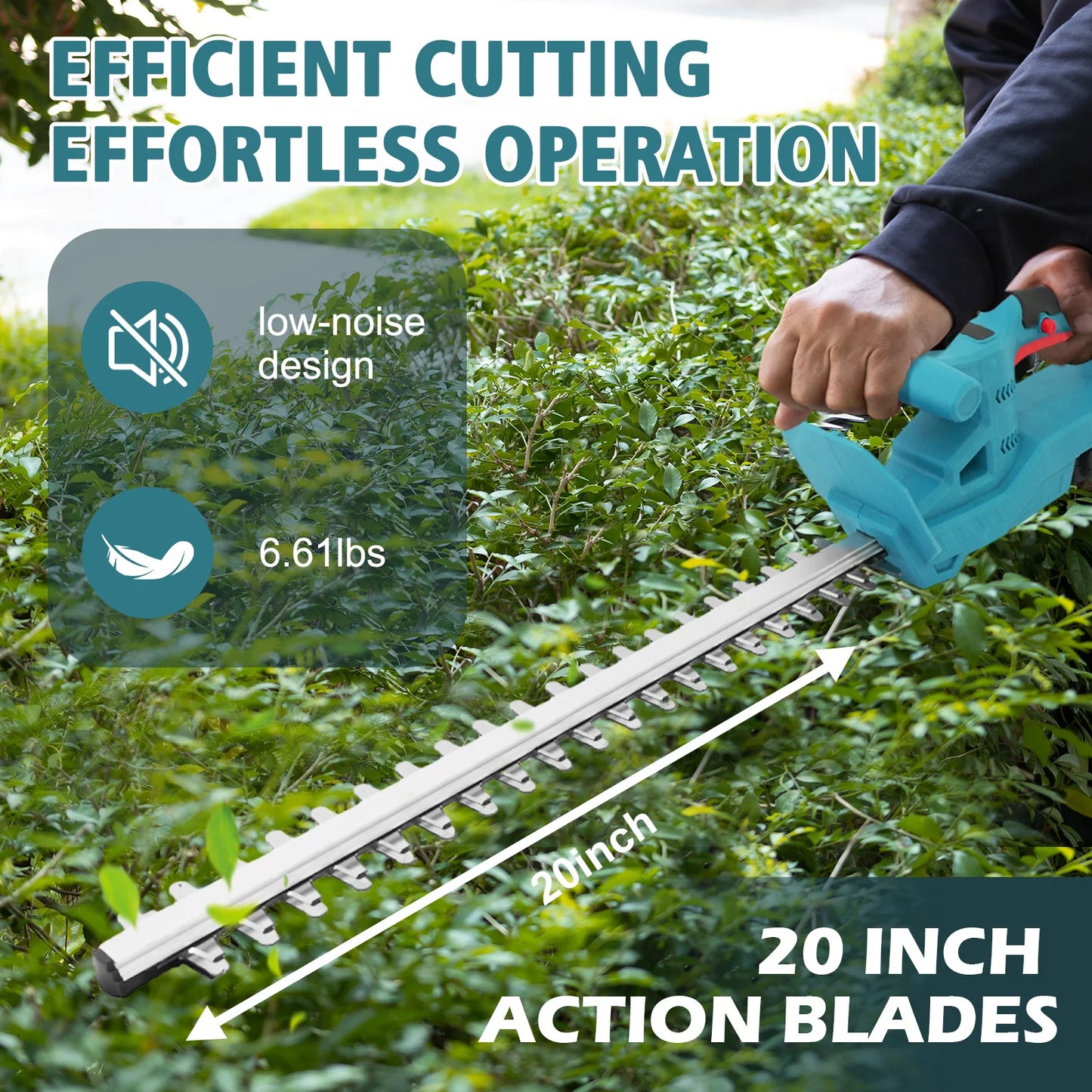 Cordless 24V Hedge Trimmer With Dual Blades Battery Included Charger