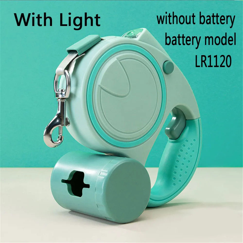 NONECN Led Lights Retractable Dog Leash With Garbage Bag Holder