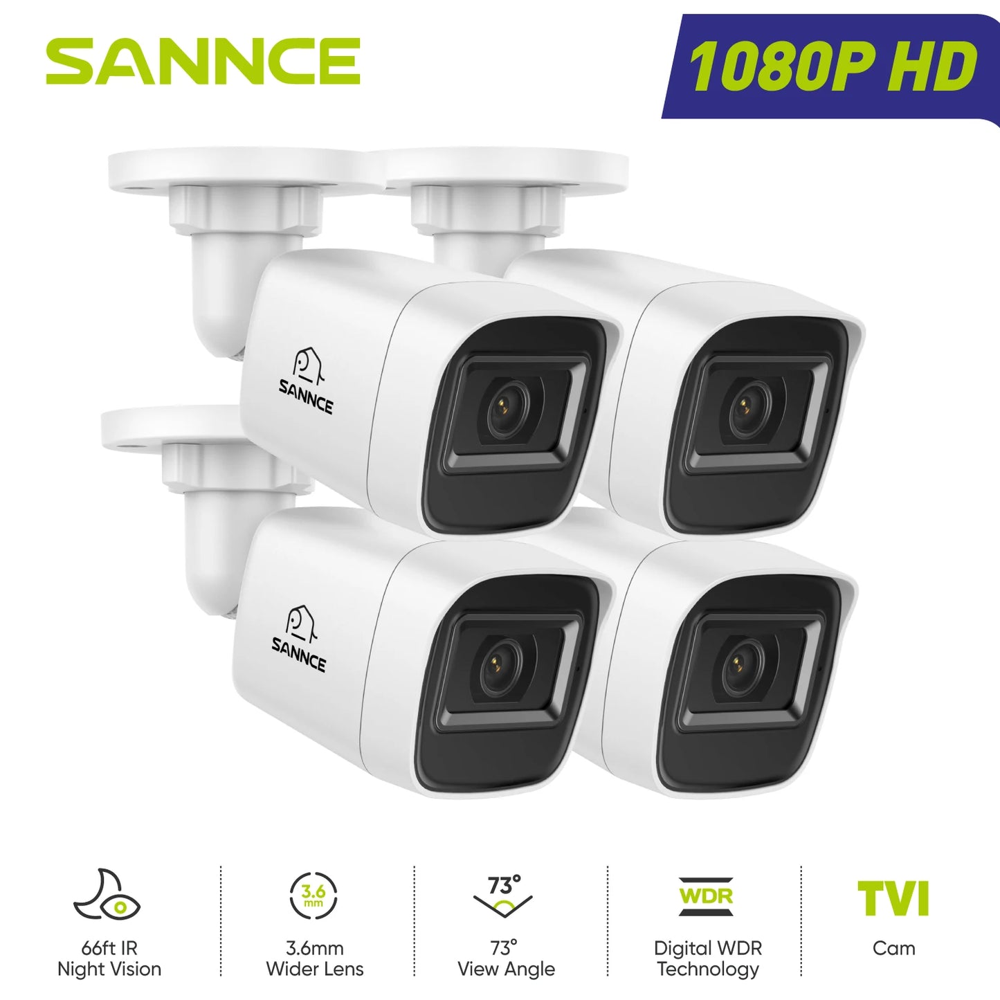 SANNCE 2MP Bullet Security Camera 1080P Night Vision