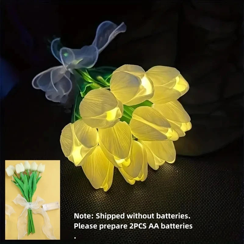Artificial Tulips With LED Light Night Table Lamp Decor Gifts