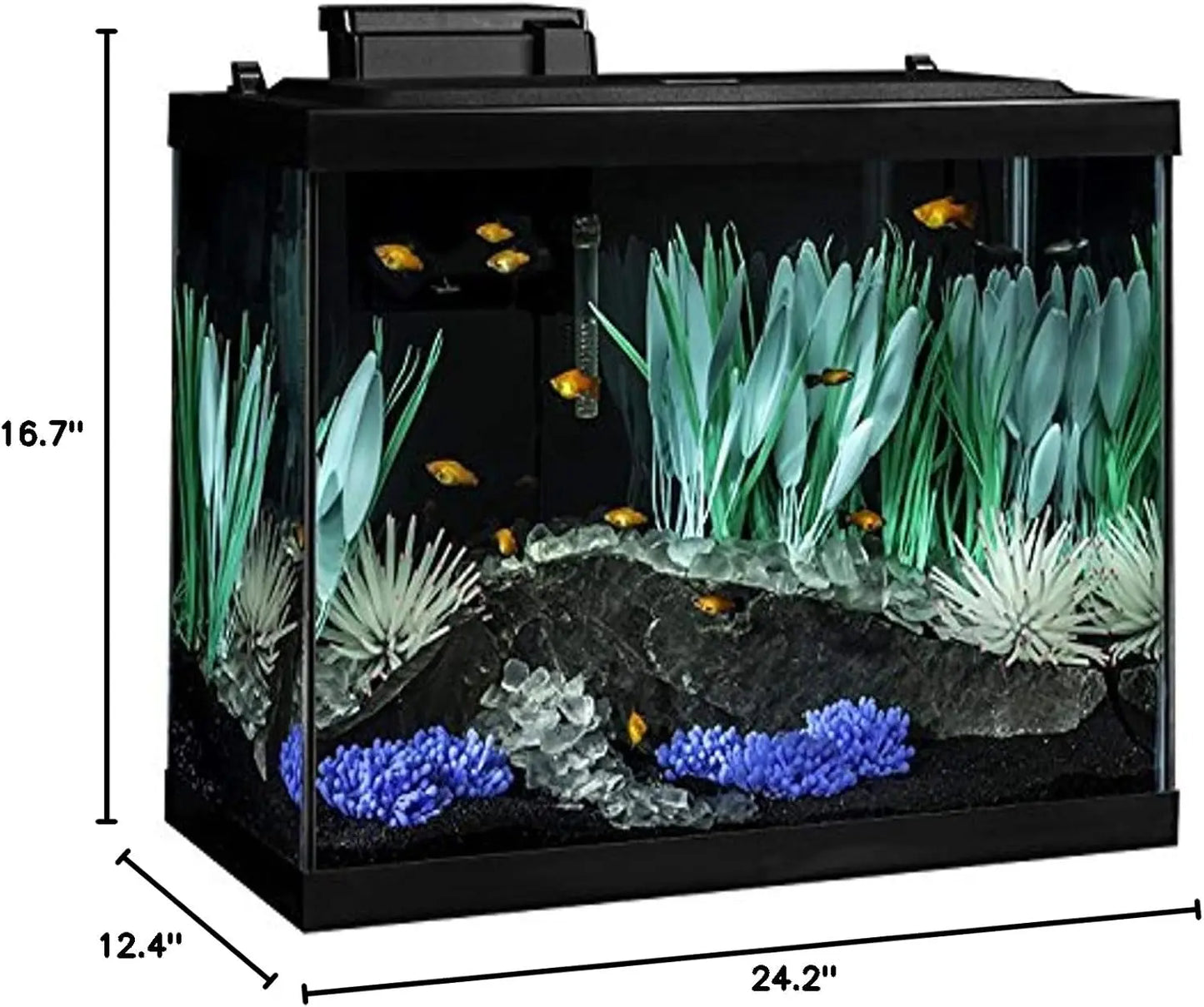 Aquarium Kit With LED Lighting And Decor