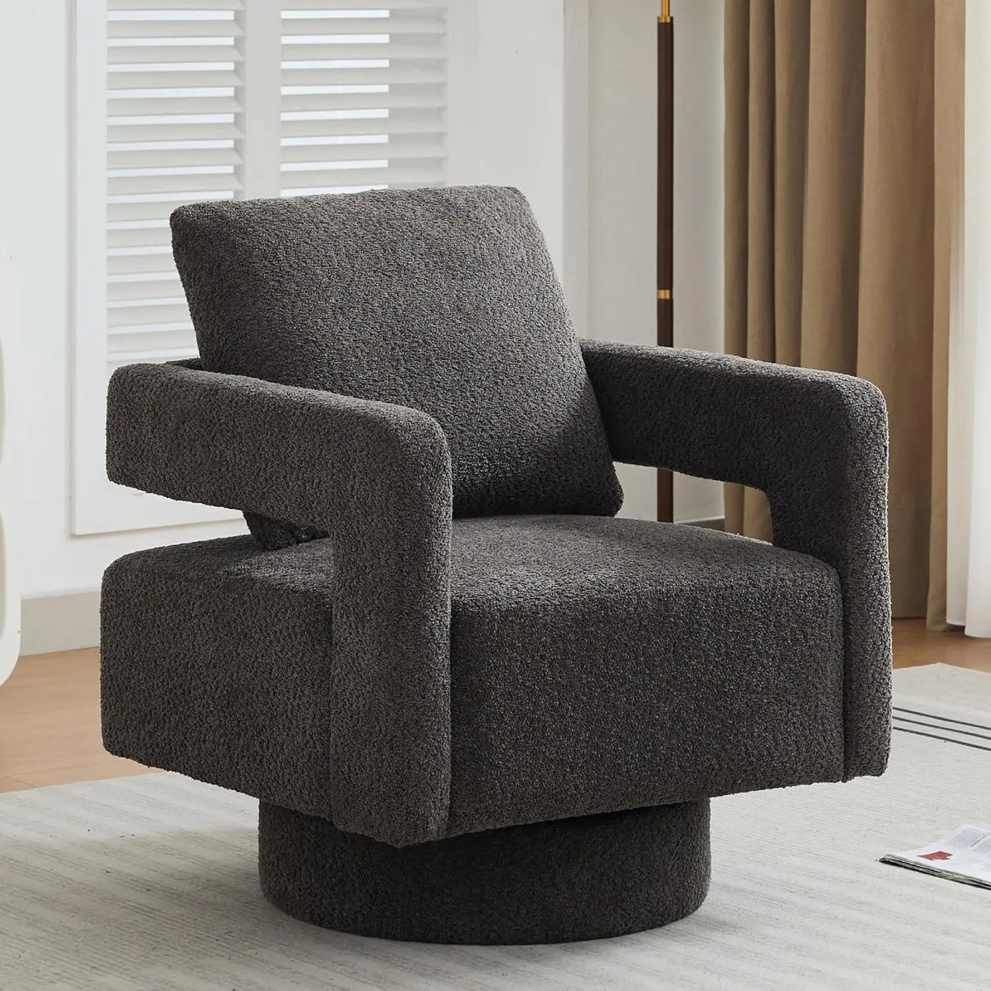Upholstered Swivel Accent Chair Set Of 2 Open Back Barrel Chair