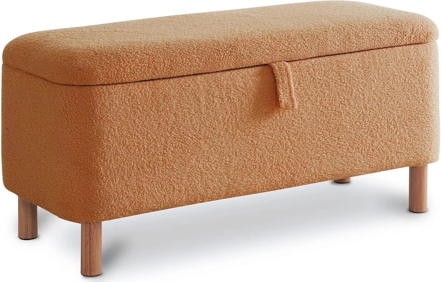 TODRAN Boucle Storage Ottoman Bench With Sherpa Upholstery