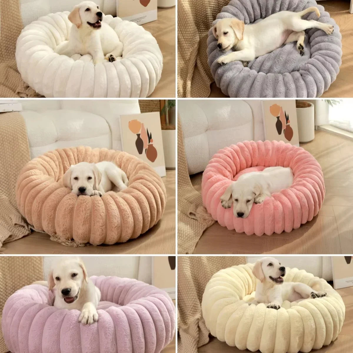 NONECN Round Pet Bed for Dogs and Cats Plush Winter