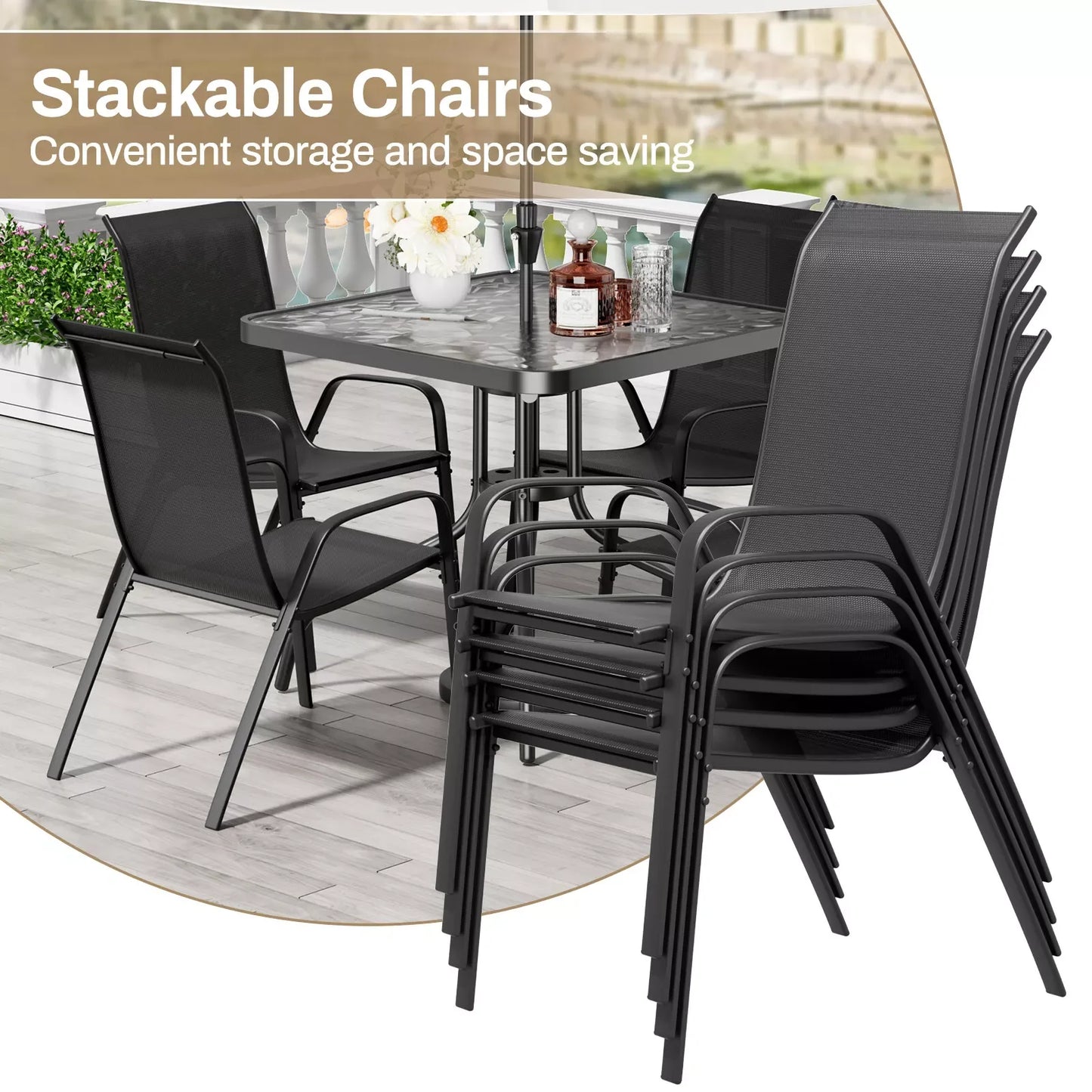 Patio Dining Set 5 Pieces Outdoor Metal Table And Chairs