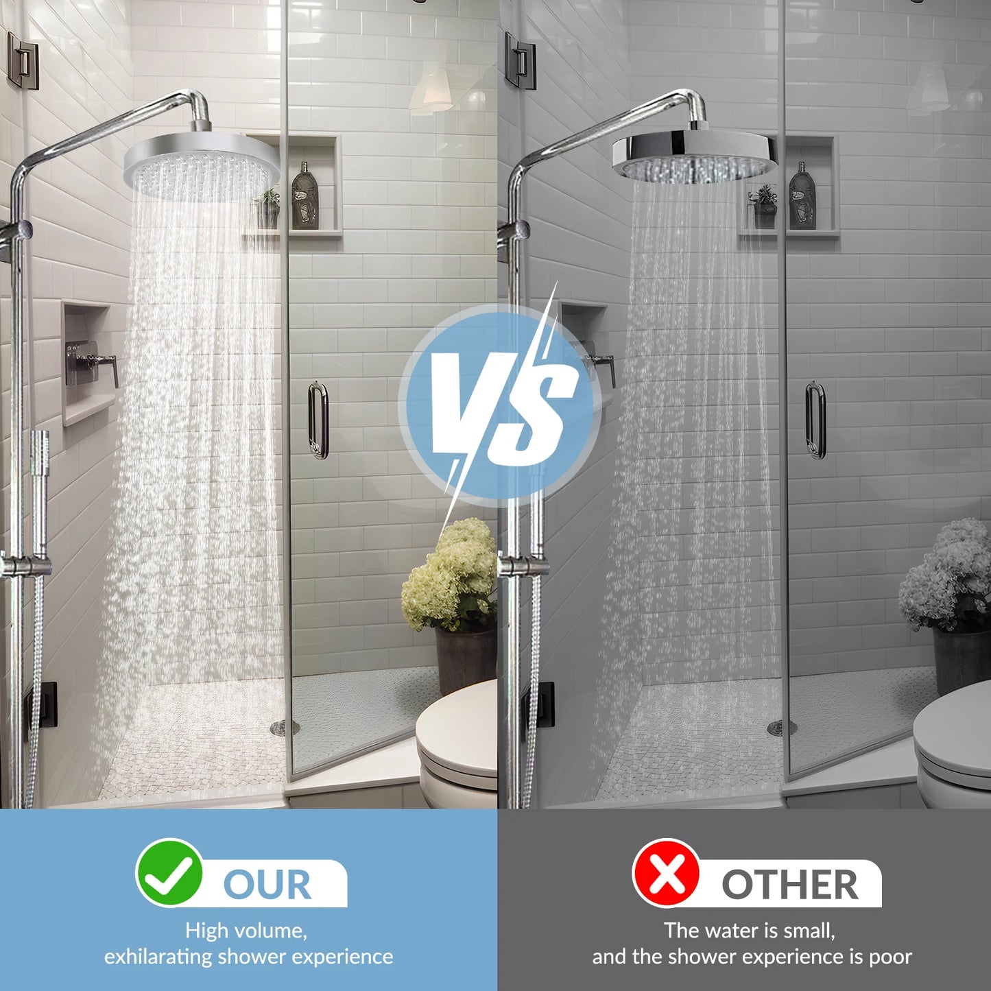 High Pressure Rain Shower Head Stainless Steel Wall Mounted