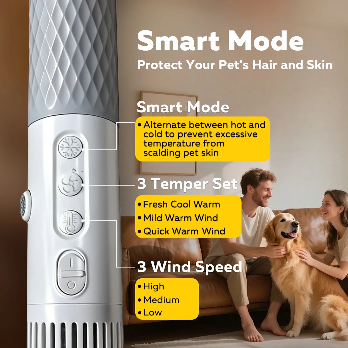 Pet Hair Dryer Dog Grooming Blower High Velocity Quiet Lightweight