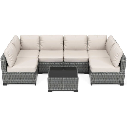 HobbyLane Modular Outdoor Furniture Set PE Rattan Wicker Sectional