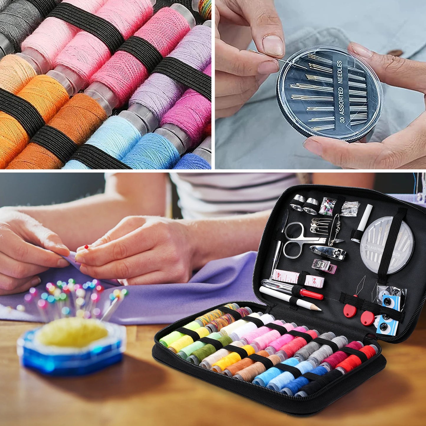 97-Piece Household Sewing Kit With Needles Thread Scissors And Travel Tools