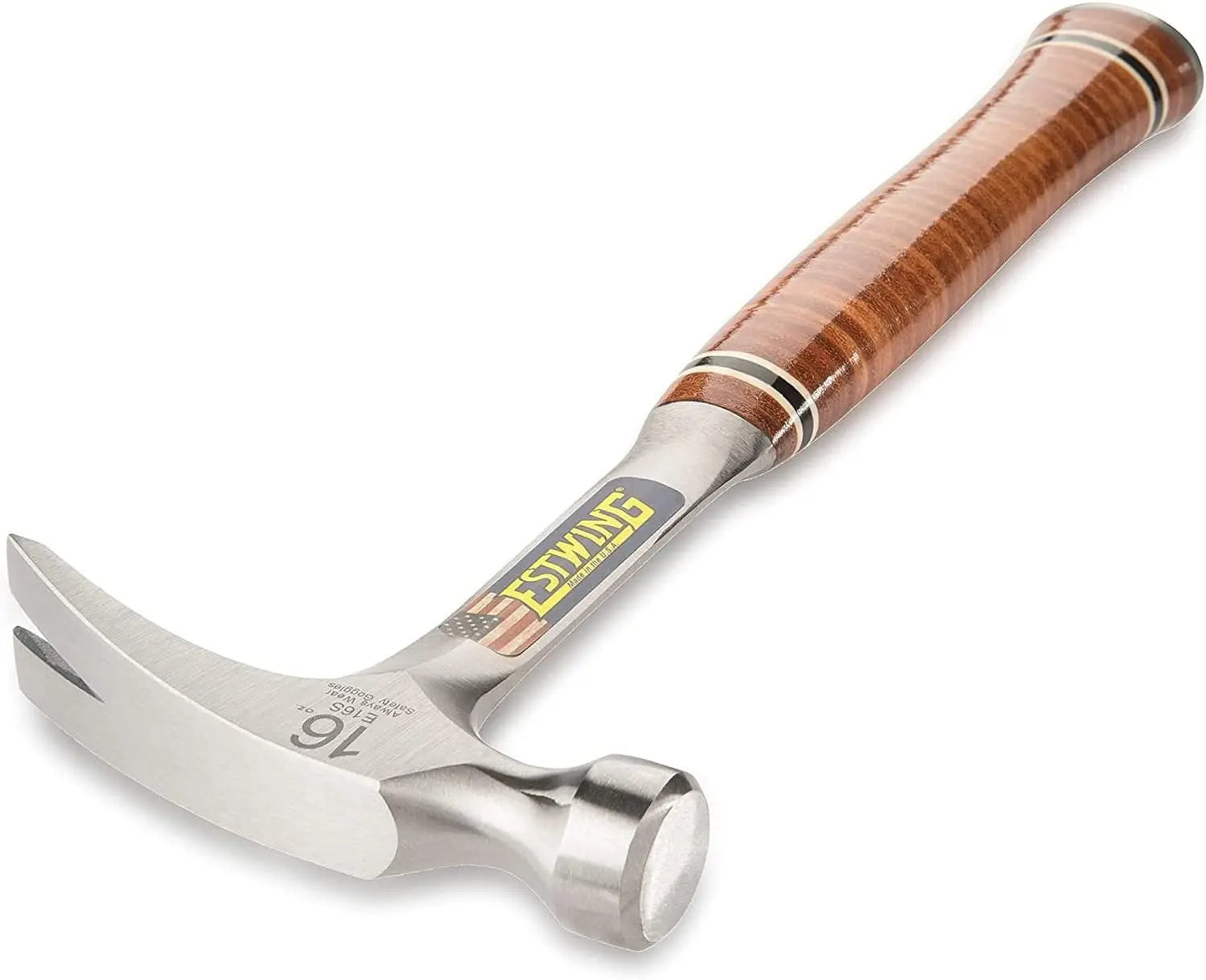 NONEDIY Straight Rip Claw Hammer With Leather Grip