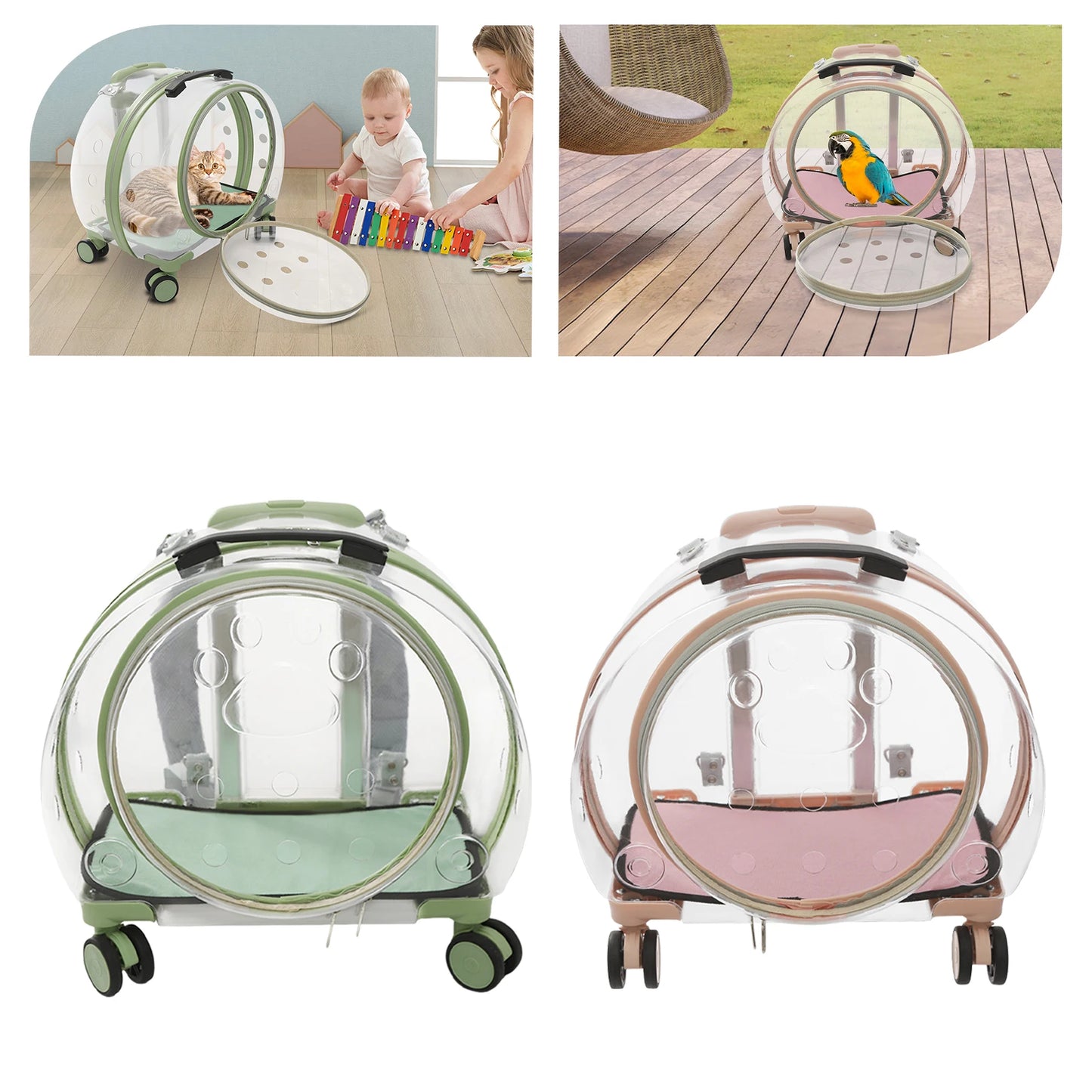 Breathable Cat Carrier With Rolling Wheels