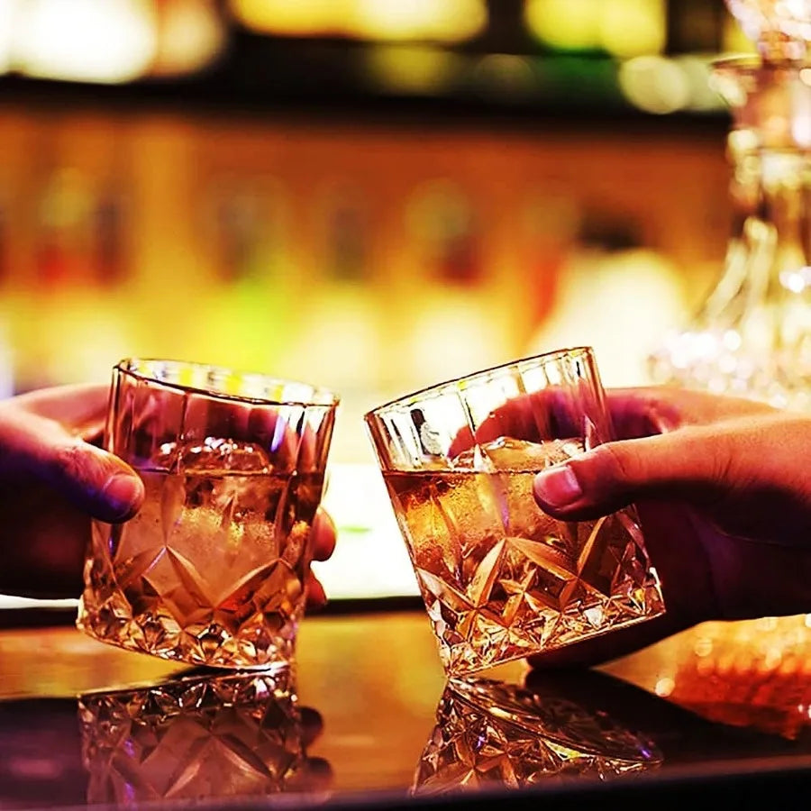 Whiskey Glasses Set of 4 Lead Free Crystal Rock Glasses