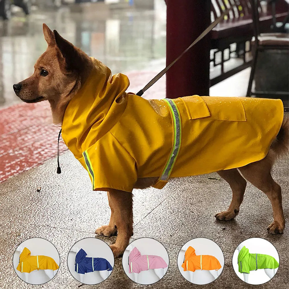 Dog Raincoat Reflective Hooded Waterproof Cloak Style