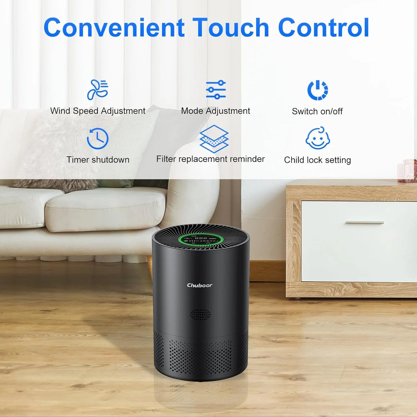 Chuboor H13 True HEPA Air Purifier for Home and Bedroom