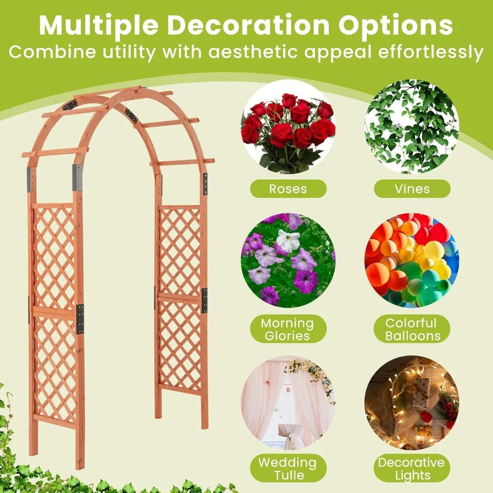 Wooden Garden Arbor Trellis for Climbing Plants Wedding Arch Pergola