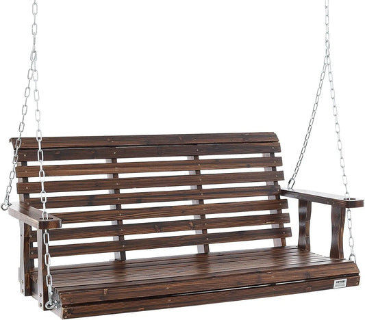 Outdoor Wooden Porch Swing Heavy Duty Hanging Bench Chair
