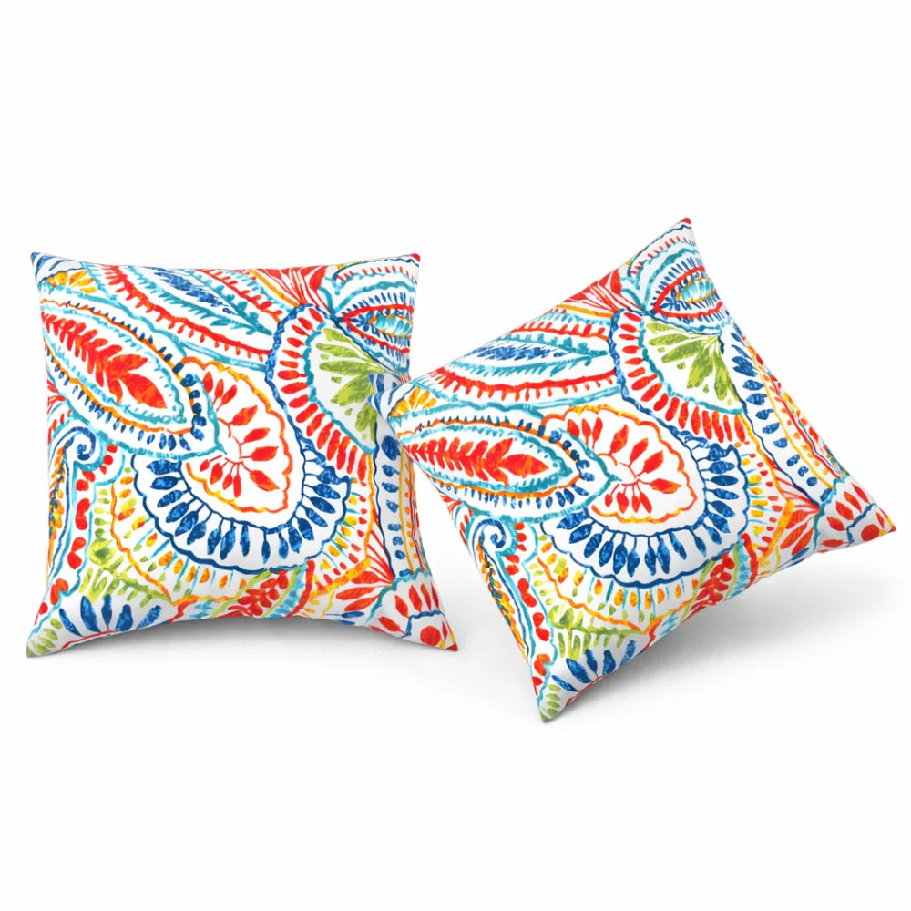 Outdoor Paisley Throw Pillows Waterproof Fade-Resistant Cushions