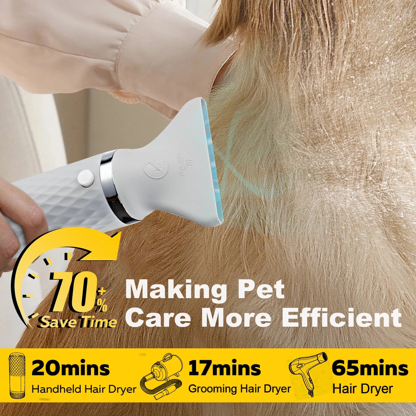Pet Hair Dryer Dog Grooming Blower High Velocity Quiet Lightweight