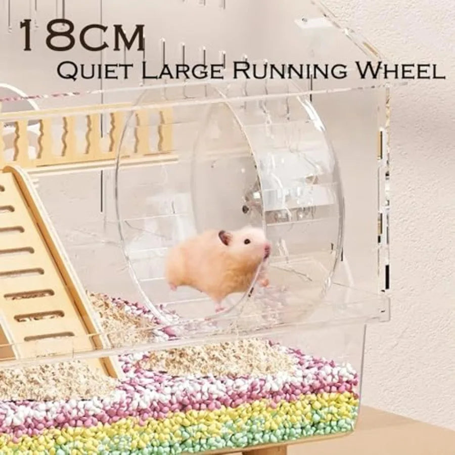 NONECN 8 In 1 Acrylic Hamster Cage With Transparent Viewing