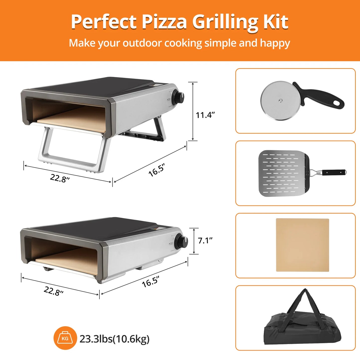Adoolla Gas Pizza Oven Outdoor Portable For Backyard Cooking
