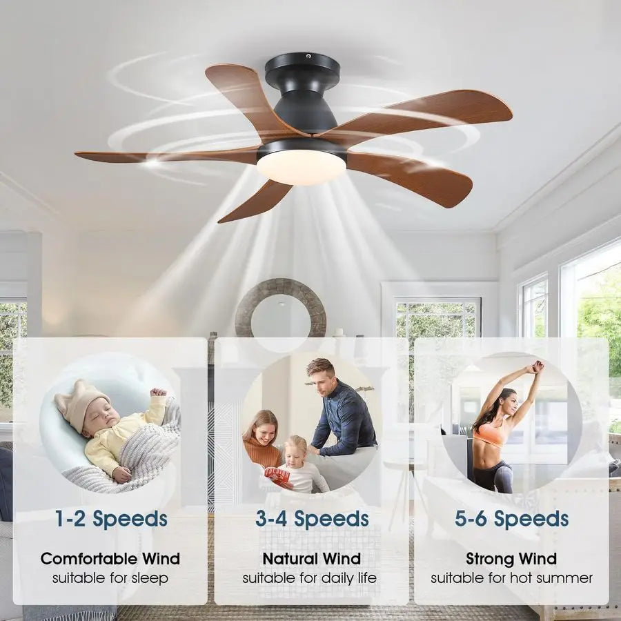 Low Profile Ceiling Fan With Lights And Remote Five Blades