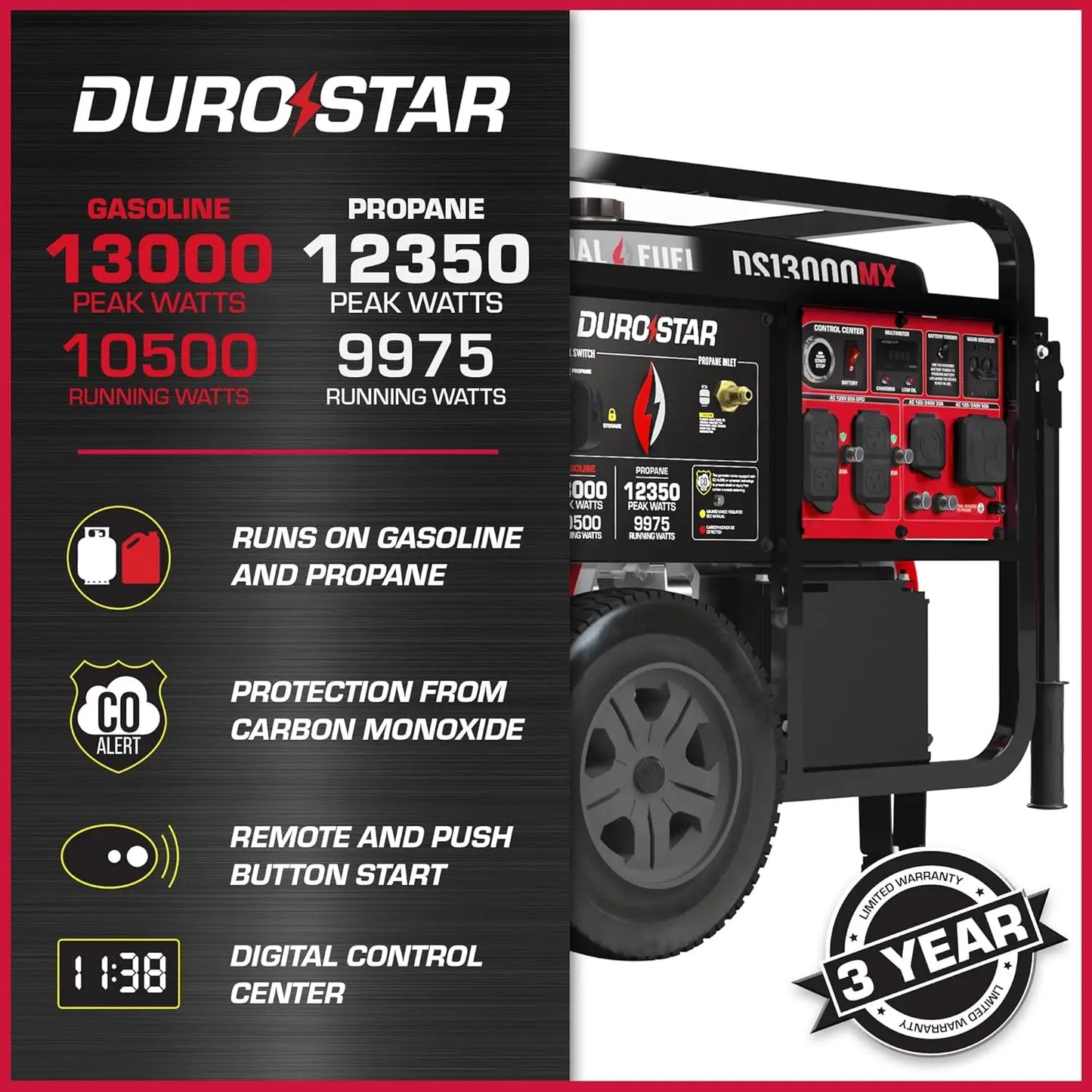 NONEEU DS13000MX 13,000-Watt Dual Fuel Generator With Remote Start