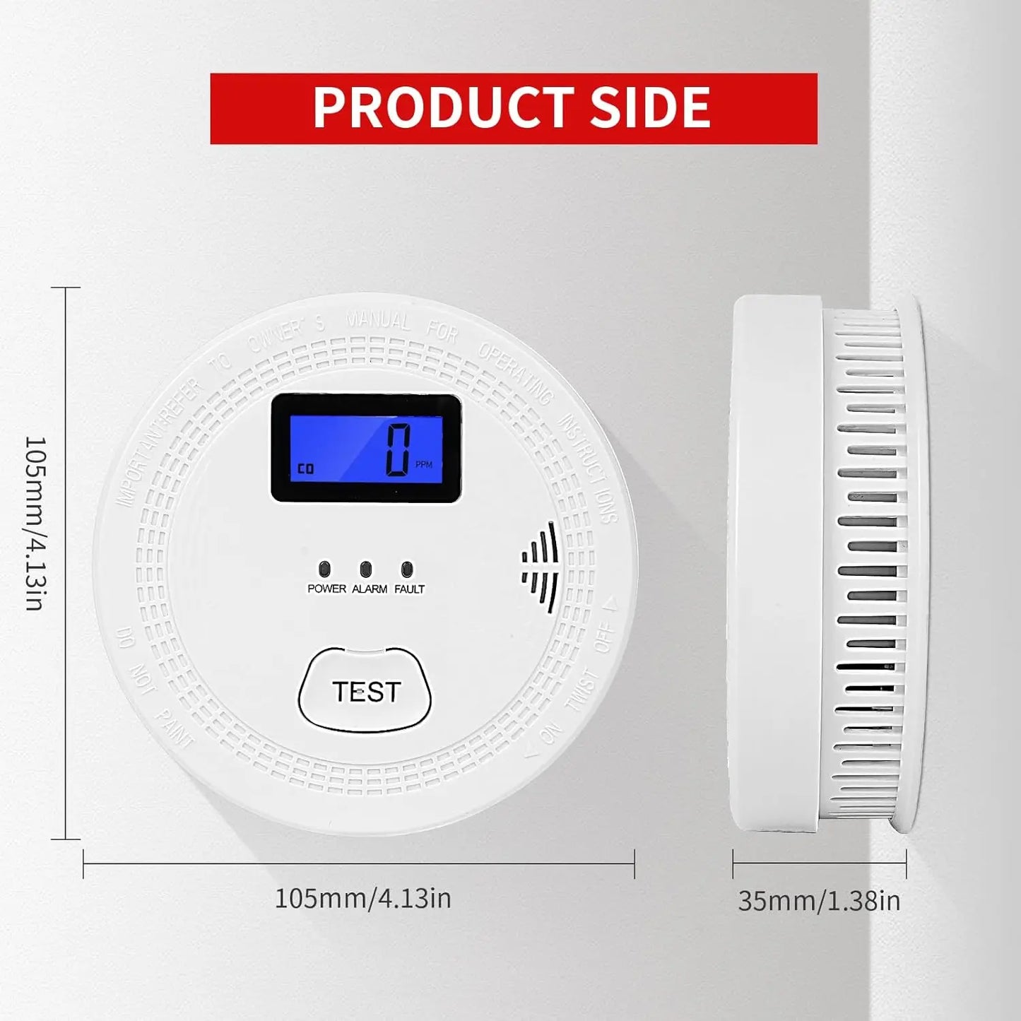Four Pack 2-in-1 CO and Smoke Alarm With LCD Screen