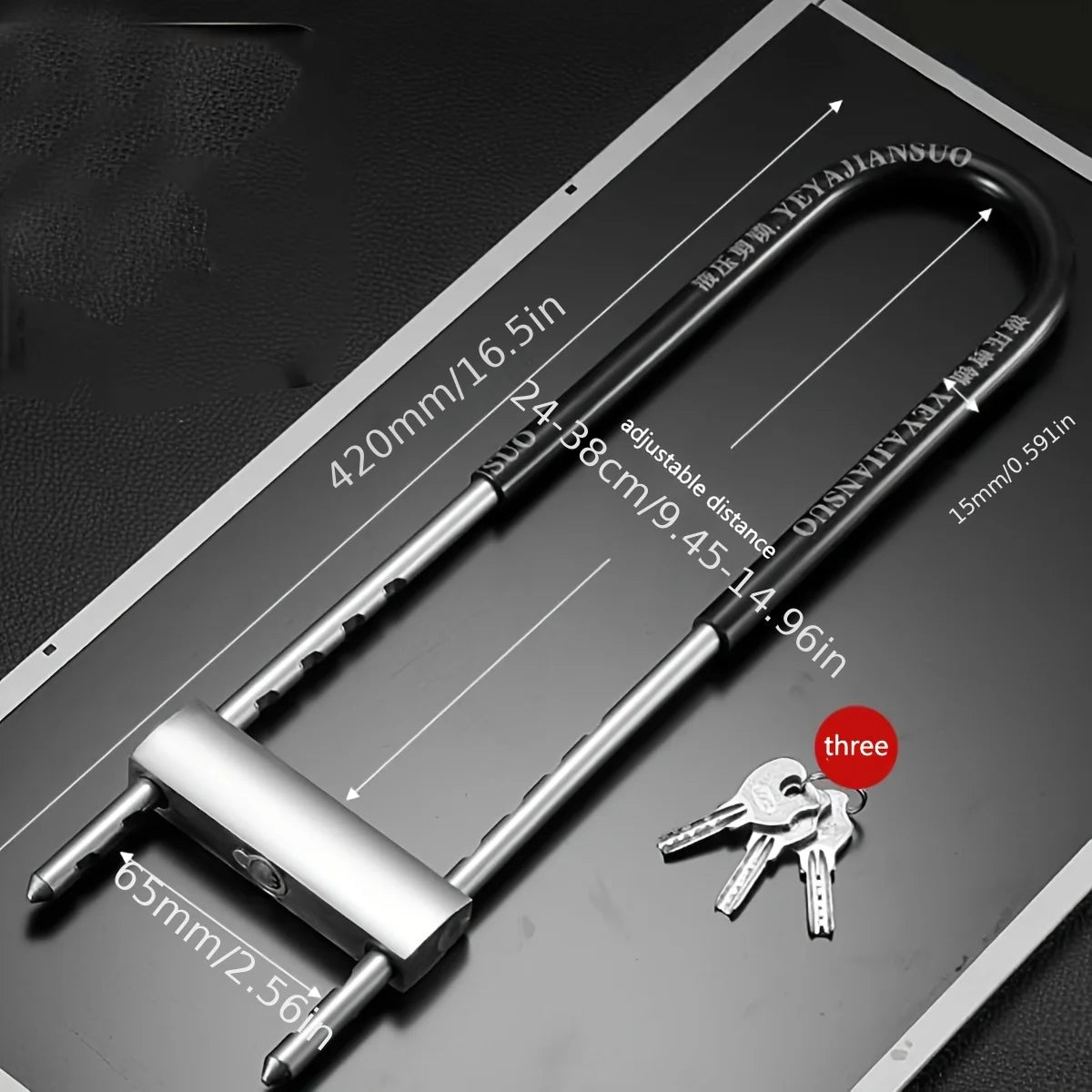 Adjustable U Lock Bicycle Lock With Shackle Indoor Outdoor