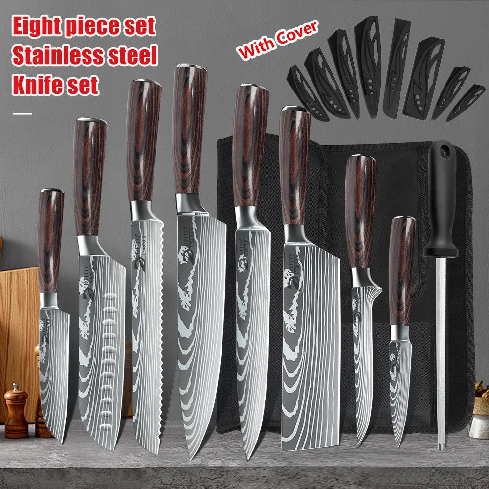 Kepeak Kitchen Knife Set Stainless Steel Chef Santoku