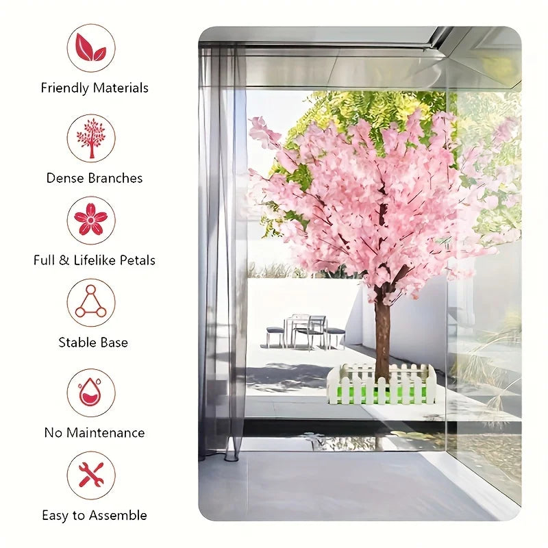 NONECN Artificial Cherry Tree Indoor Decor Handmade Cherry Blossom