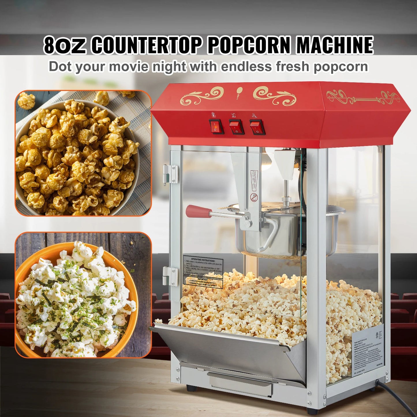 SucceBuy Countertop Popcorn Maker Commercial Electric Popper