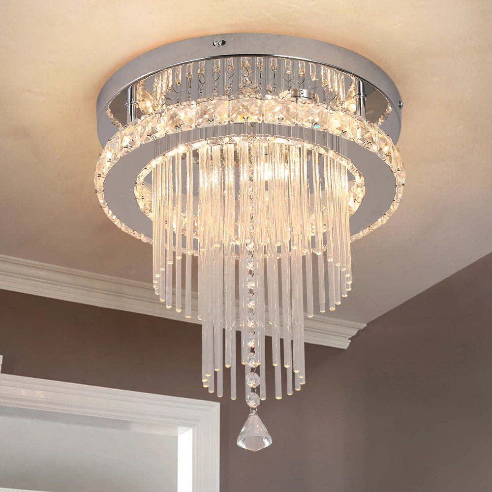 DECKRICO Drop Crystal Pendant Light Chandelier