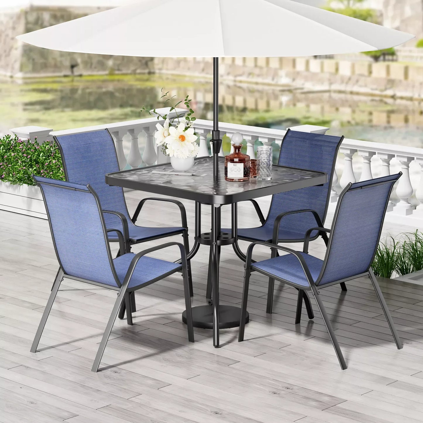 Patio Dining Set 5 Pieces Outdoor Metal Table And Chairs