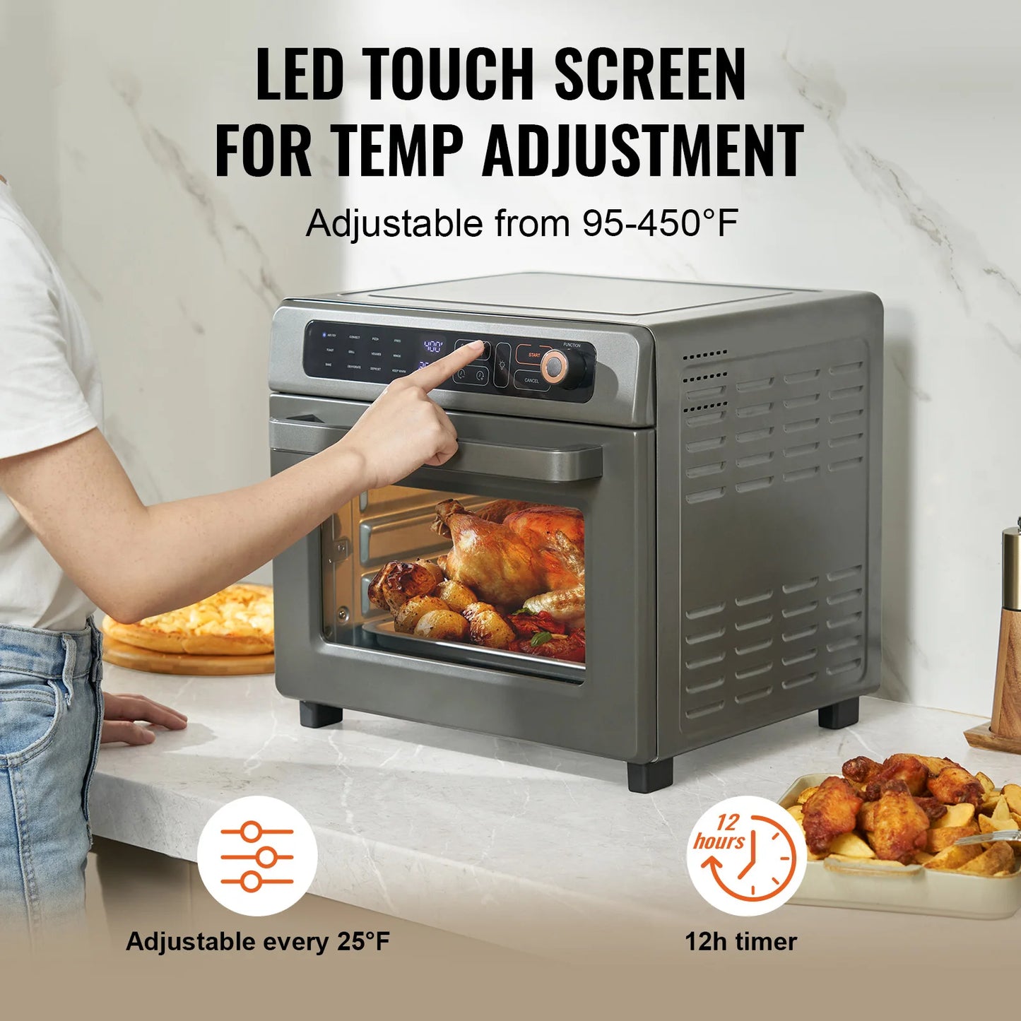 SucceBuy Air Fryer Toaster Oven Convection Stainless Steel Countertop Combo