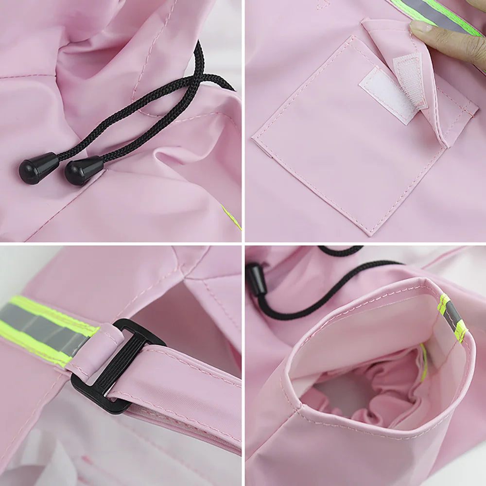 Dog Raincoat Reflective Hooded Waterproof Cloak Style