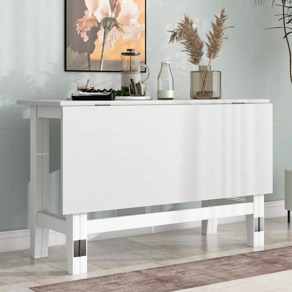 Farmhouse Wood Extendable Dining Table With Drop Leaf