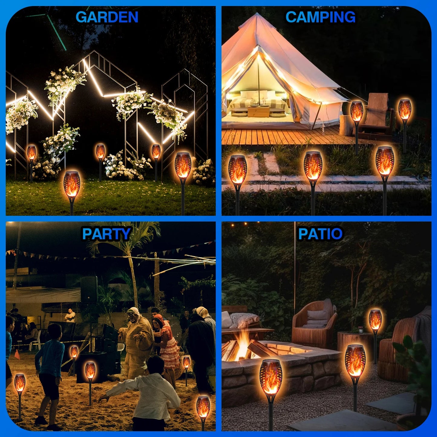 Solar Outdoor LED Torch Lights With Flickering Flame Waterproof